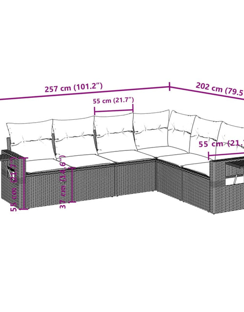 Încărcați imaginea în vizualizatorul Galerie, Set canapele de grădină cu perne, 6 piese, bej, poliratan
