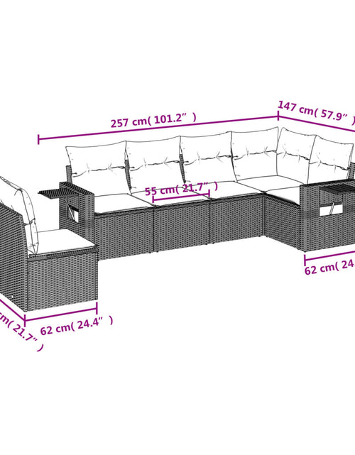 Загрузите изображение в средство просмотра галереи, Set mobilier de grădină cu perne, 6 piese, negru, poliratan
