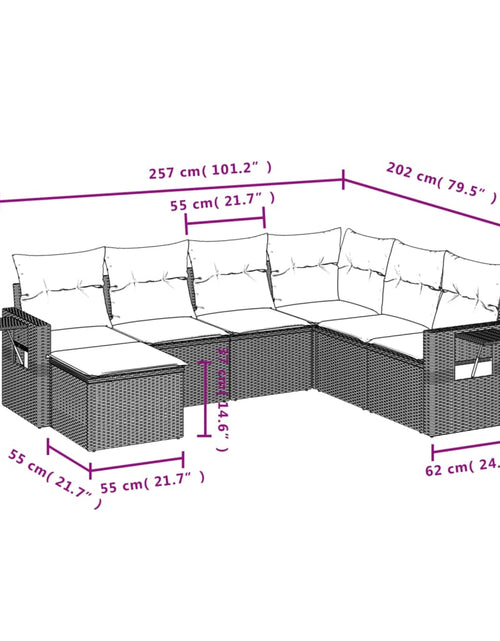 Încărcați imaginea în vizualizatorul Galerie, Set canapele de grădină, 7 piese, cu perne, bej, poliratan
