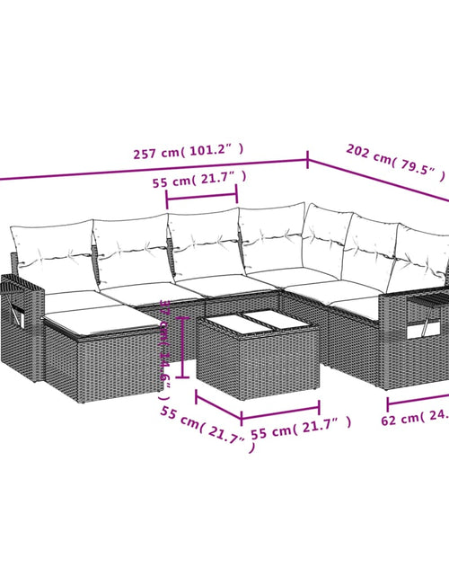 Încărcați imaginea în vizualizatorul Galerie, Set mobilier de grădină cu perne, 8 piese, negru, poliratan
