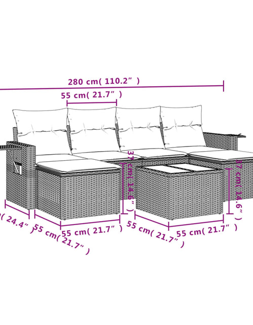 Încărcați imaginea în vizualizatorul Galerie, Set canapele de grădină, 7 piese, cu perne, bej, poliratan
