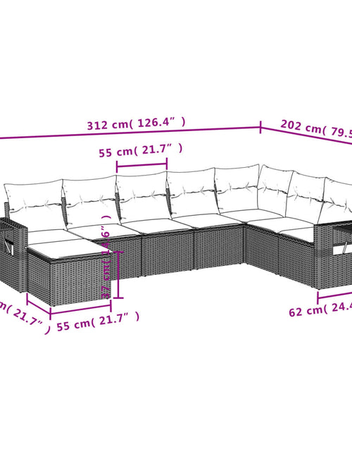 Загрузите изображение в средство просмотра галереи, Set mobilier de grădină cu perne, 8 piese, negru, poliratan
