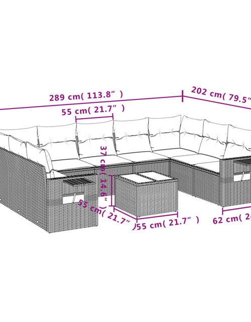 Încărcați imaginea în vizualizatorul Galerie, Set canapele de grădină cu perne, 10 piese, bej, poliratan
