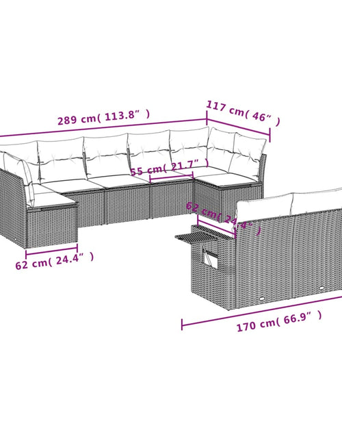 Încărcați imaginea în vizualizatorul Galerie, Set canapele de grădină, 9 piese, cu perne, bej, poliratan
