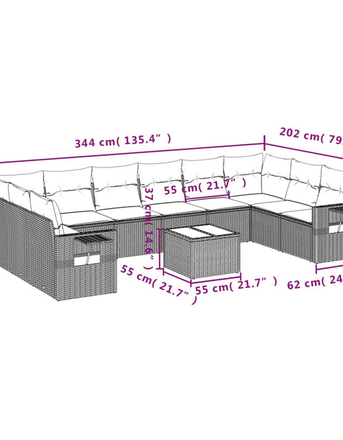 Загрузите изображение в средство просмотра галереи, Set canapele de grădină cu perne, 11 piese, maro, poliratan
