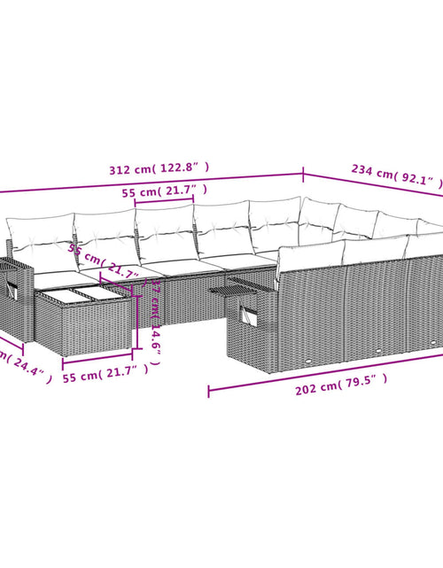 Загрузите изображение в средство просмотра галереи, Set canapele de grădină cu perne, 11 piese, bej, poliratan
