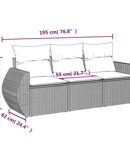 Загрузите изображение в средство просмотра галереи, Set canapele de grădină cu perne, 3 piese, maro, poliratan
