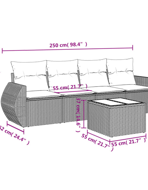 Încărcați imaginea în vizualizatorul Galerie, Set mobilier de grădină cu perne, 5 piese, negru, poliratan
