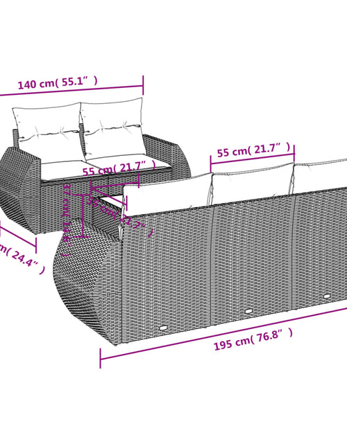 Încărcați imaginea în vizualizatorul Galerie, Set canapele de grădină cu perne, 6 piese, maro, poliratan
