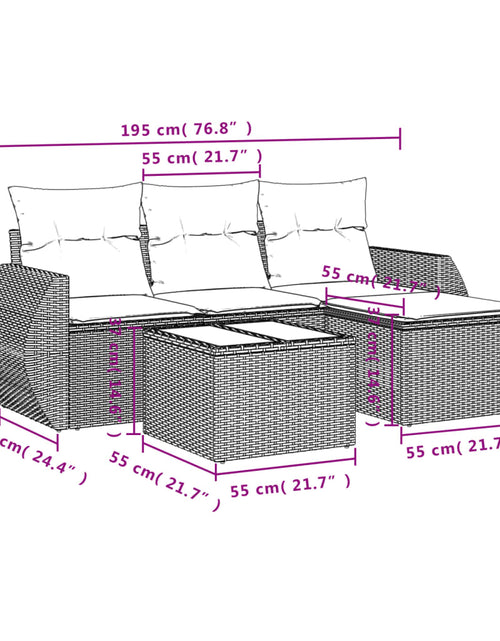 Загрузите изображение в средство просмотра галереи, Set canapele de grădină cu perne, 5 piese, maro, poliratan
