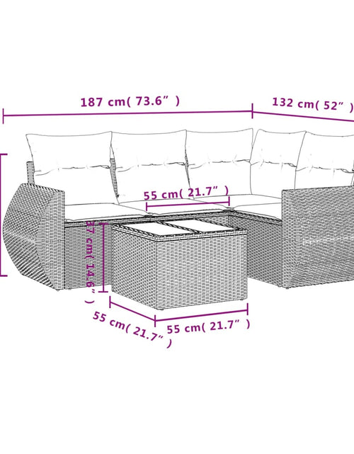 Încărcați imaginea în vizualizatorul Galerie, Set mobilier de grădină cu perne, 5 piese, negru, poliratan
