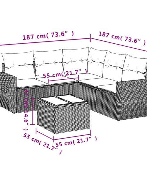 Загрузите изображение в средство просмотра галереи, Set mobilier grădină cu perne, 6 piese, gri, poliratan
