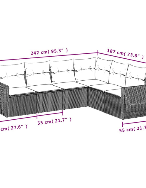 Загрузите изображение в средство просмотра галереи, Set canapele de grădină cu perne, 6 piese, maro, poliratan
