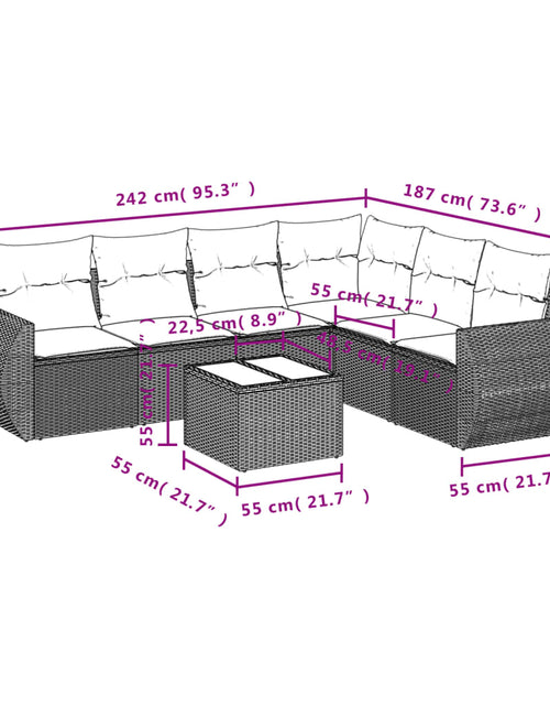Загрузите изображение в средство просмотра галереи, Set canapele de grădină cu perne, 7 piese, maro, poliratan
