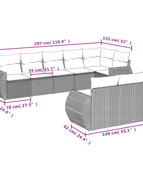 Încărcați imaginea în vizualizatorul Galerie, Set canapele de grădină, 8 piese, cu perne, bej, poliratan
