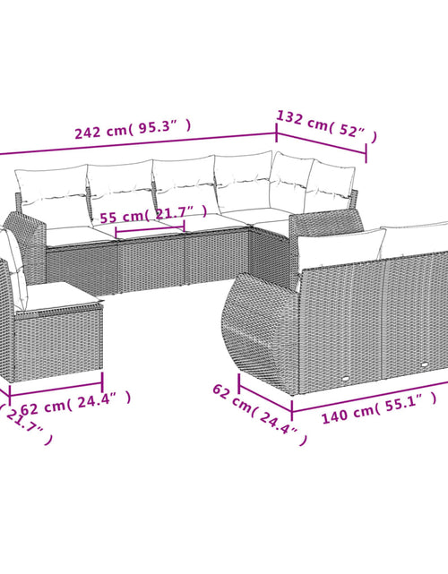 Загрузите изображение в средство просмотра галереи, Set canapele de grădină, 8 piese, cu perne, bej, poliratan
