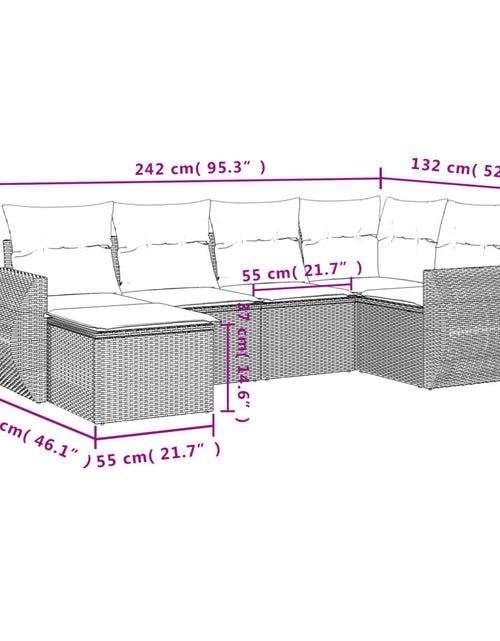 Загрузите изображение в средство просмотра галереи, Set canapele de grădină cu perne, 6 piese, bej, poliratan
