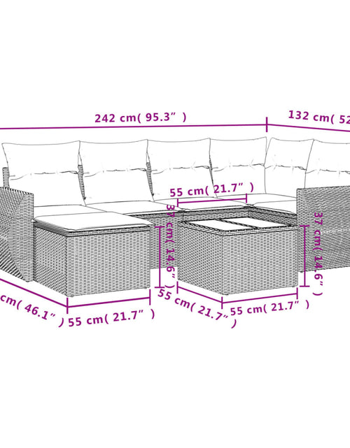 Încărcați imaginea în vizualizatorul Galerie, Set canapele de grădină, 7 piese, cu perne, bej, poliratan
