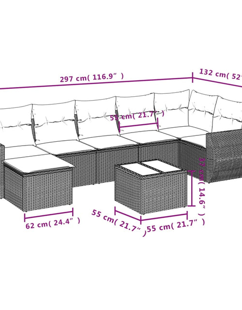 Загрузите изображение в средство просмотра галереи, Set mobilier de grădină cu perne, 8 piese, negru, poliratan
