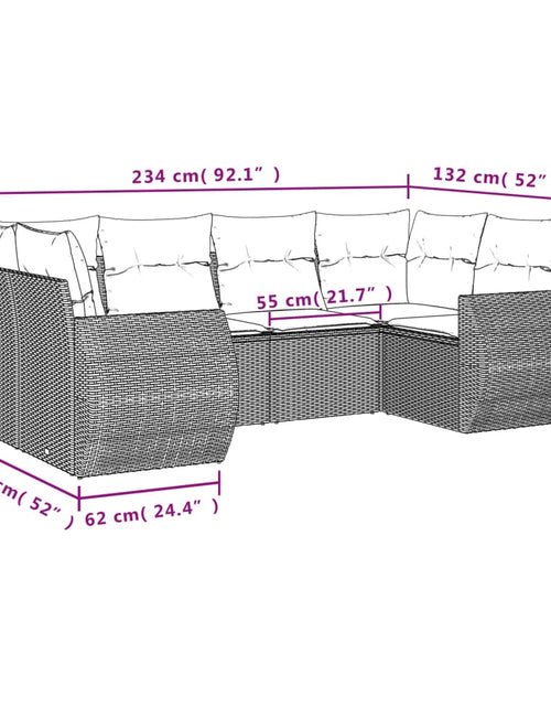 Încărcați imaginea în vizualizatorul Galerie, Set canapele de grădină cu perne, 6 piese, maro, poliratan
