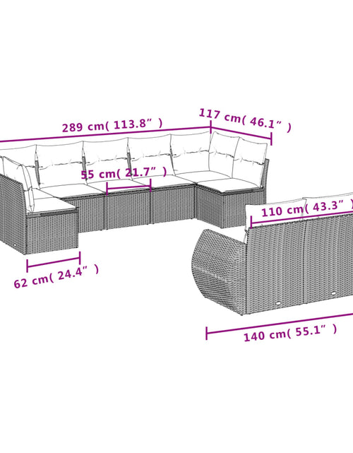 Загрузите изображение в средство просмотра галереи, Set canapele de grădină, 9 piese, cu perne, bej, poliratan
