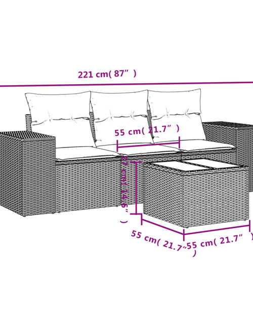 Încărcați imaginea în vizualizatorul Galerie, Set canapele de grădină, 4 piese, cu perne, bej, poliratan

