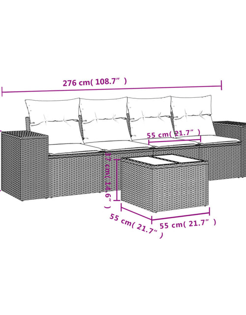 Încărcați imaginea în vizualizatorul Galerie, Set canapele de grădină cu perne, 5 piese, bej, poliratan
