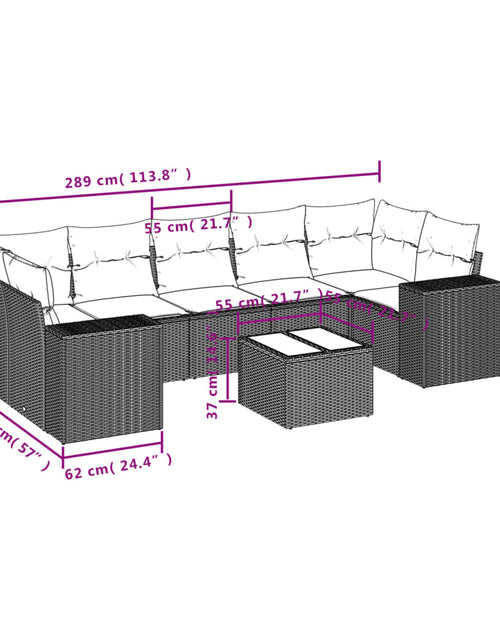 Încărcați imaginea în vizualizatorul Galerie, Set mobilier de grădină cu perne, 8 piese, negru, poliratan
