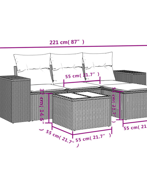 Загрузите изображение в средство просмотра галереи, Set canapele de grădină cu perne, 5 piese, bej, poliratan
