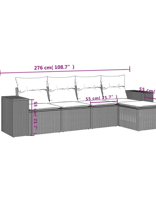 Încărcați imaginea în vizualizatorul Galerie, Set canapele de grădină cu perne, 5 piese, bej, poliratan
