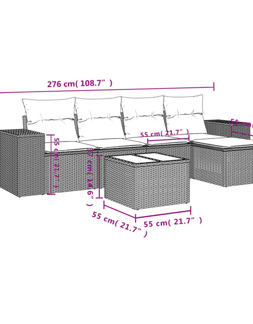 Încărcați imaginea în vizualizatorul Galerie, Set canapele de grădină cu perne, 6 piese, maro, poliratan
