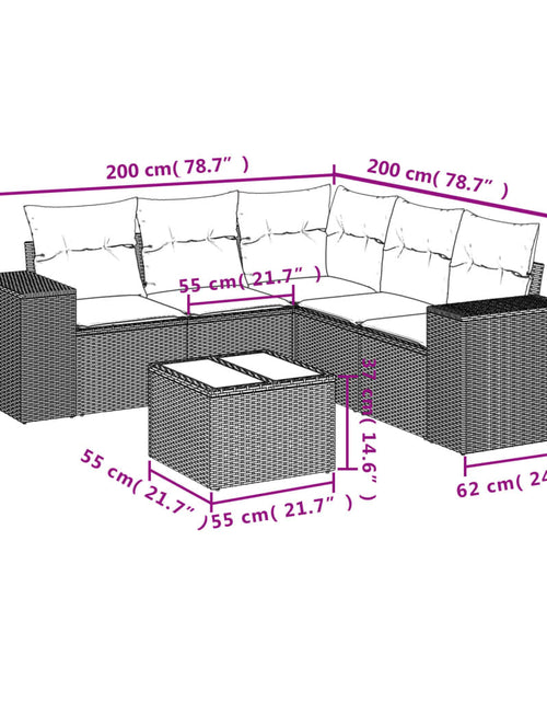 Загрузите изображение в средство просмотра галереи, Set mobilier grădină cu perne, 6 piese, gri, poliratan
