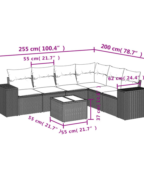 Încărcați imaginea în vizualizatorul Galerie, Set canapele de grădină cu perne, 7 piese, maro, poliratan
