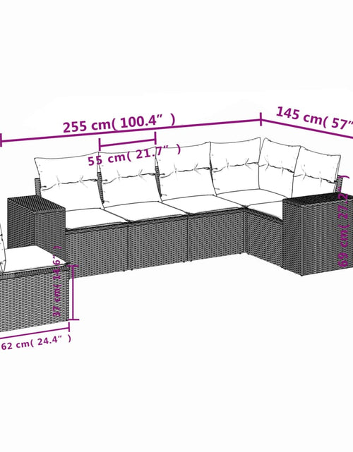 Încărcați imaginea în vizualizatorul Galerie, Set canapele de grădină cu perne, 6 piese, maro, poliratan
