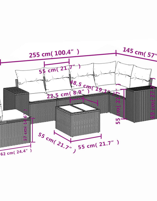 Загрузите изображение в средство просмотра галереи, Set canapele de grădină cu perne, 7 piese, maro, poliratan
