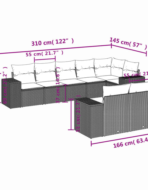 Încărcați imaginea în vizualizatorul Galerie, Set canapele de grădină cu perne, 8 piese, maro, poliratan

