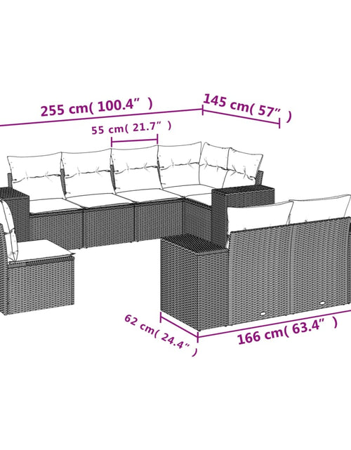 Încărcați imaginea în vizualizatorul Galerie, Set mobilier de grădină cu perne, 8 piese, negru, poliratan
