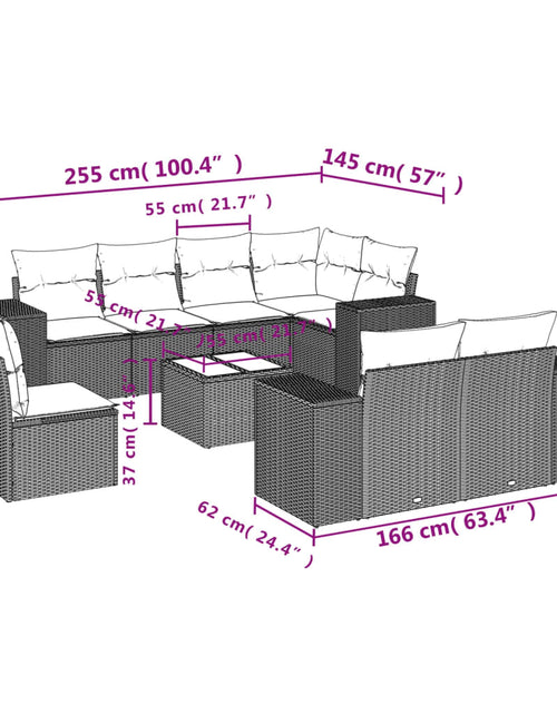 Загрузите изображение в средство просмотра галереи, Set canapele de grădină cu perne, 9 piese, maro, poliratan
