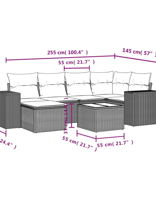 Încărcați imaginea în vizualizatorul Galerie, Set canapele de grădină cu perne, 7 piese, maro, poliratan
