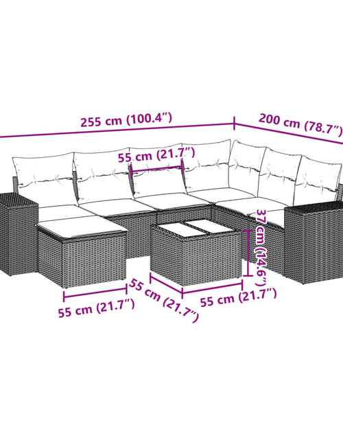 Загрузите изображение в средство просмотра галереи, Set mobilier de grădină cu perne, 8 piese, negru, poliratan
