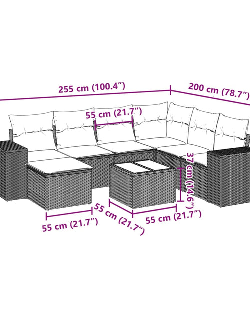 Încărcați imaginea în vizualizatorul Galerie, Set canapele de grădină, 8 piese, cu perne, bej, poliratan
