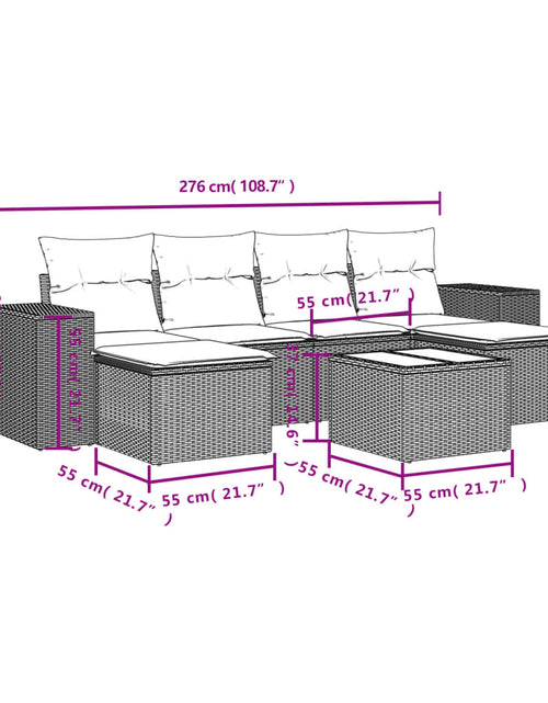 Încărcați imaginea în vizualizatorul Galerie, Set canapele de grădină cu perne, 7 piese, maro, poliratan
