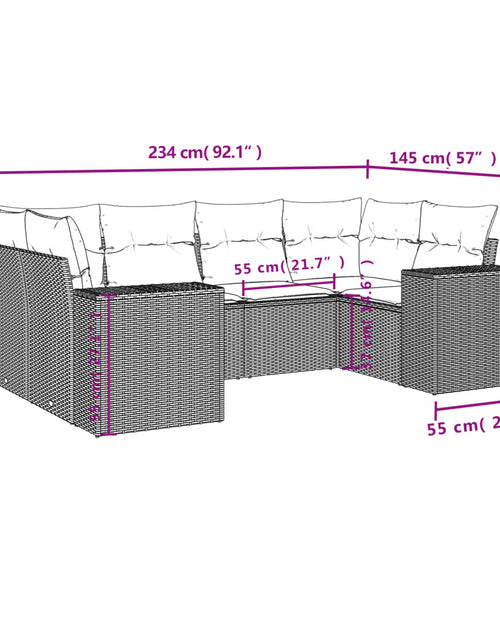 Загрузите изображение в средство просмотра галереи, Set mobilier de grădină cu perne, 6 piese, negru, poliratan
