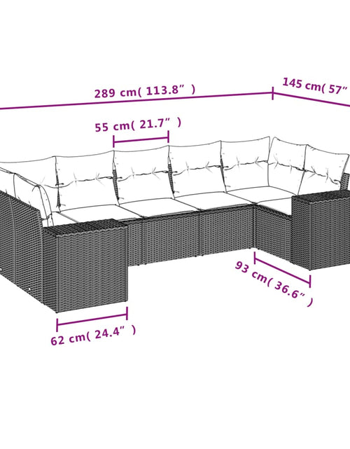 Încărcați imaginea în vizualizatorul Galerie, Set canapele de grădină cu perne, 7 piese, maro, poliratan
