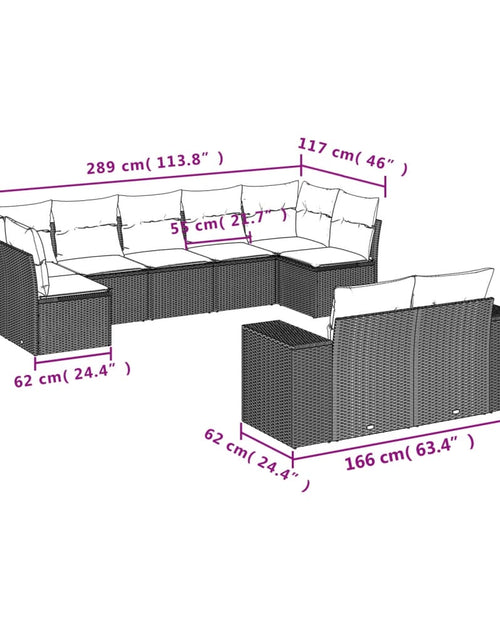 Загрузите изображение в средство просмотра галереи, Set canapele de grădină cu perne, 9 piese, maro, poliratan
