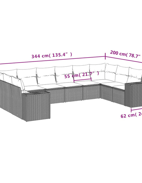 Încărcați imaginea în vizualizatorul Galerie, Set canapele de grădină cu perne, 10 piese, bej, poliratan - Lando

