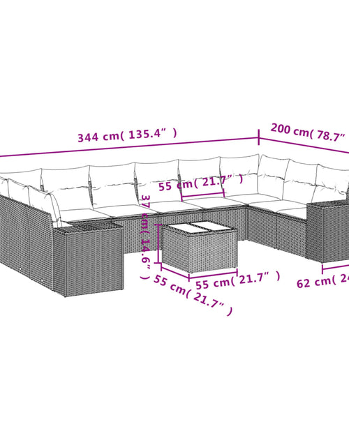 Загрузите изображение в средство просмотра галереи, Set canapele de grădină cu perne, 11 piese, bej, poliratan
