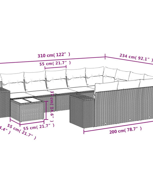 Загрузите изображение в средство просмотра галереи, Set canapele de grădină cu perne, 11 piese, bej, poliratan
