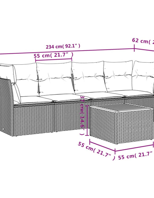 Încărcați imaginea în vizualizatorul Galerie, Set mobilier de grădină cu perne, 5 piese, negru, poliratan
