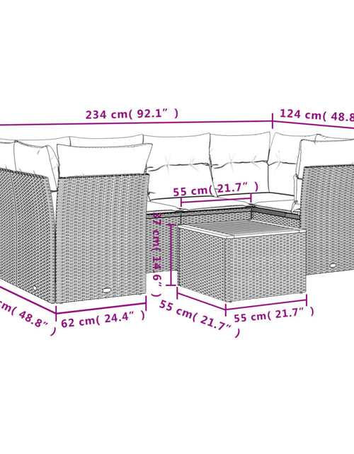 Загрузите изображение в средство просмотра галереи, Set canapele de grădină, 7 piese, cu perne, bej, poliratan
